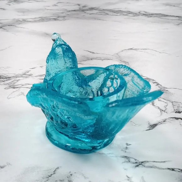 Degenhart Glass Bird & Berry Trinket Paperweight Open Salt Vtg - Picture 4 of 10